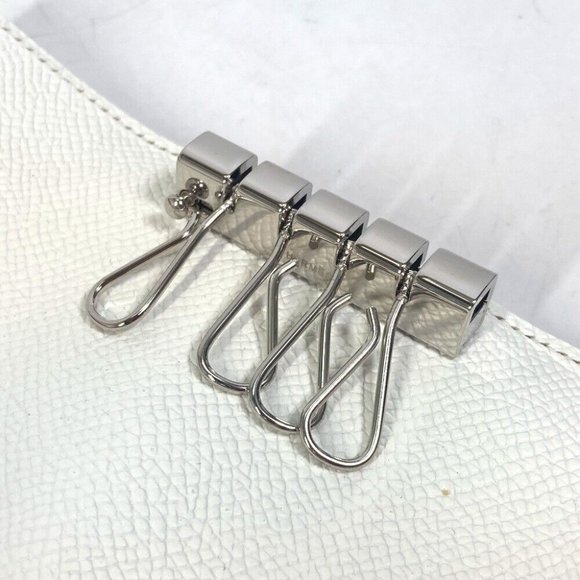 HERMES HHardware Bearn 4-Ring Key Key Case Epsom White/SilverHardware Unused - Picture 4 of 10